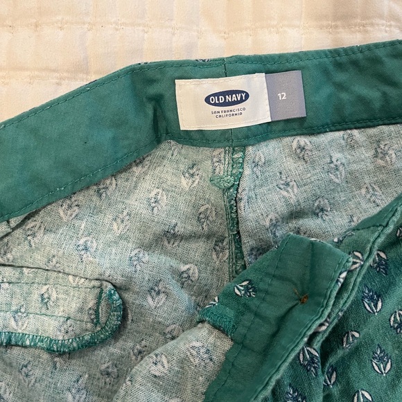 GUC Old Navy Teal patterned Linen Shorts - sz 12 - Picture 5 of 5